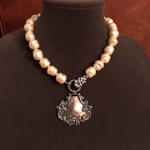Foree large pearl and luggage tag necklace